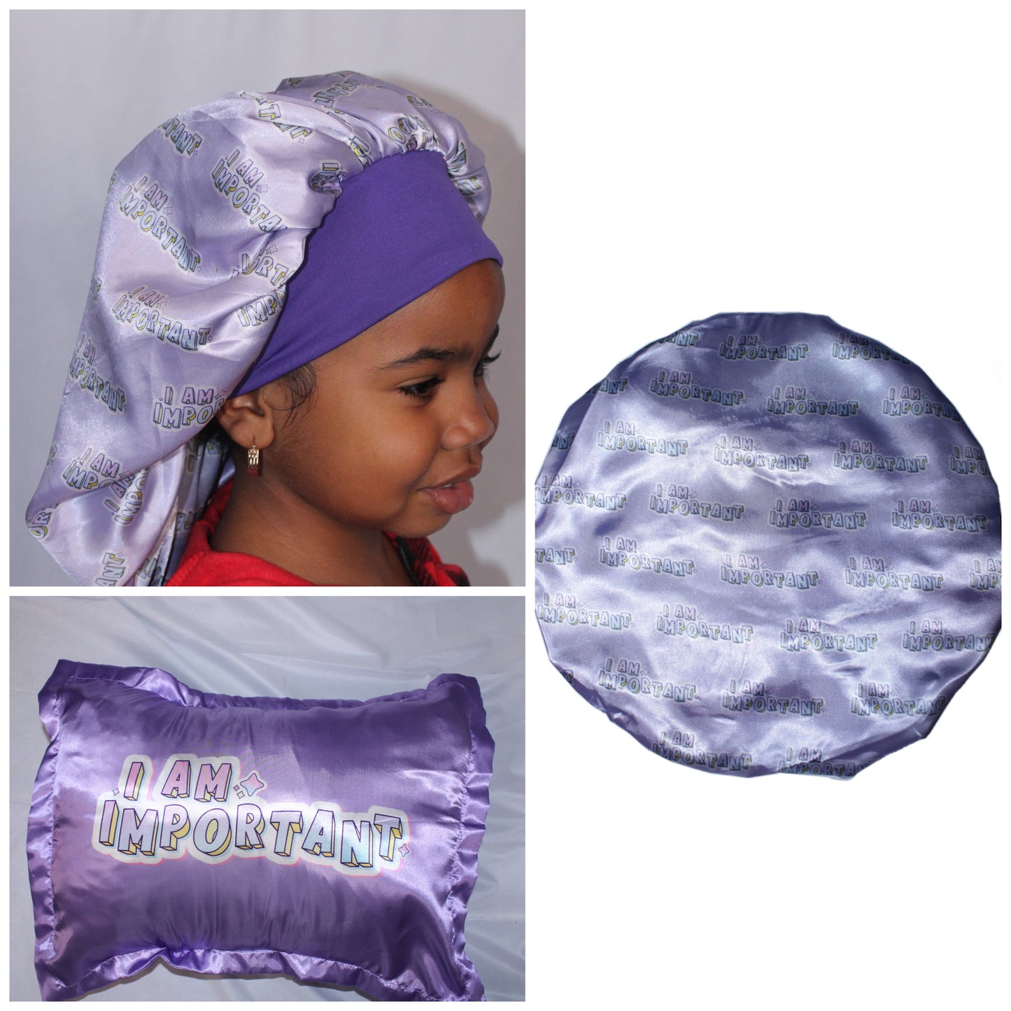 I AM Important: Satin Bonnet and Pillow Case Set