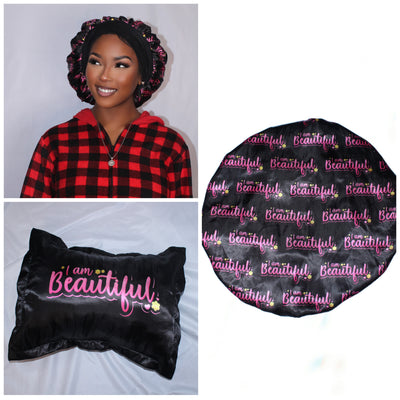Pre-sale: I AM Beautiful: Satin Bonnet and Pillow Case Set